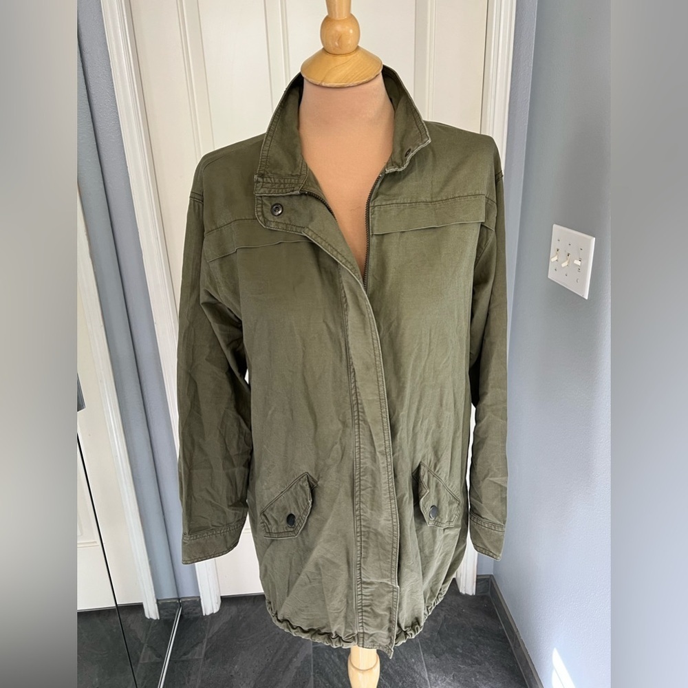 BP Women's Army Green Jacket‎ Size XS Military Utility Trench